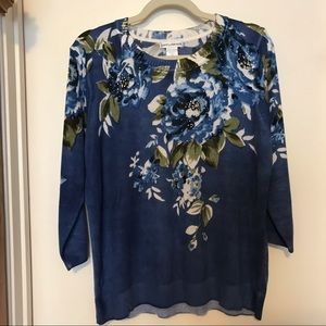 CATHY DANIELS SWEATER FLORAL PRINT XL